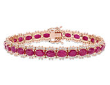 16.80 Carat (ctw) Ruby Bracelet with 2.24 Carat (ctw SI1-SI2, H-I) Diamonds in 14K Rose Pink Gold 
